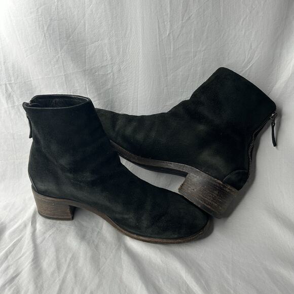 Marsell Suede Block Heel Ankle Boots Size 38.5 (US 8) Black *Blemishes - Picture 8 of 9